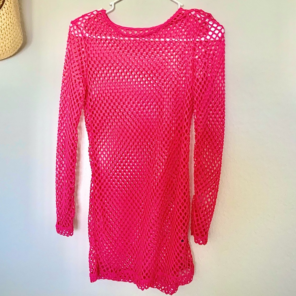 SHEIN MESH NET DRESS HOT PINK